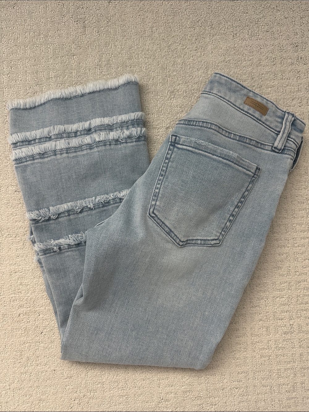 Liverpool Light Blue Ankle Jeans with Frayed Tiered Hem